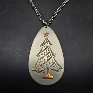 Heritage Pewter Christmas Tree Pendant Necklace